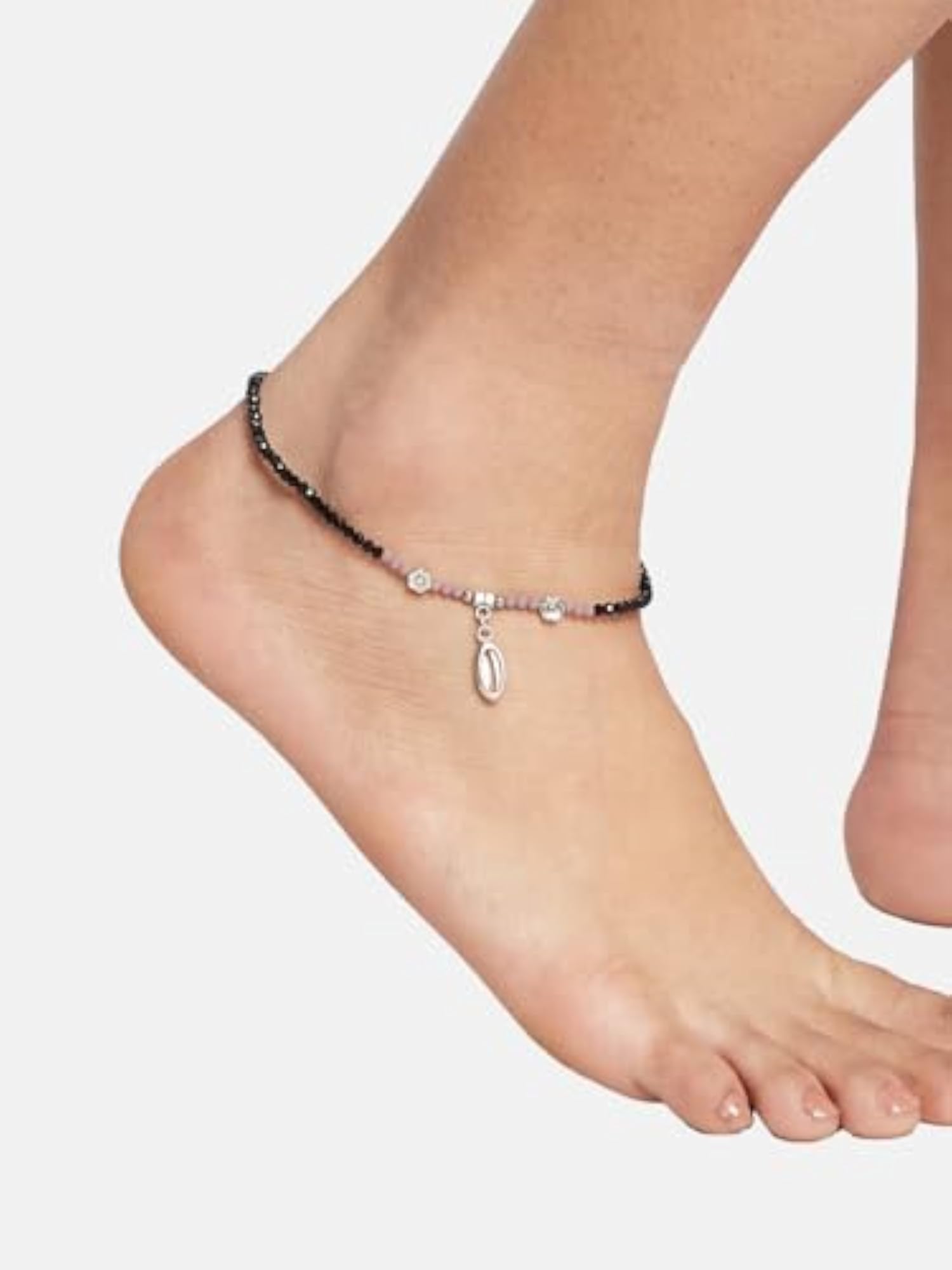 Set of 2 German Silver Plated Floral Shaped Anklets